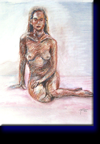 "Angela", pastel on paper.