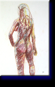 "Angela's Back", pastel on paper.