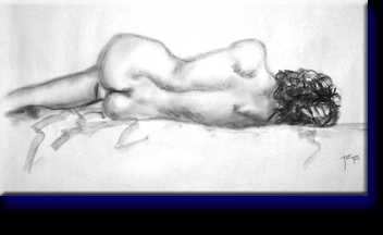 "Hanna's Back", charcoal on paper.