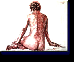 "Macarina's Back", conte on paper.