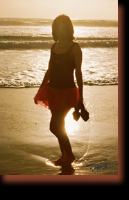 Chelle and I walking the beach